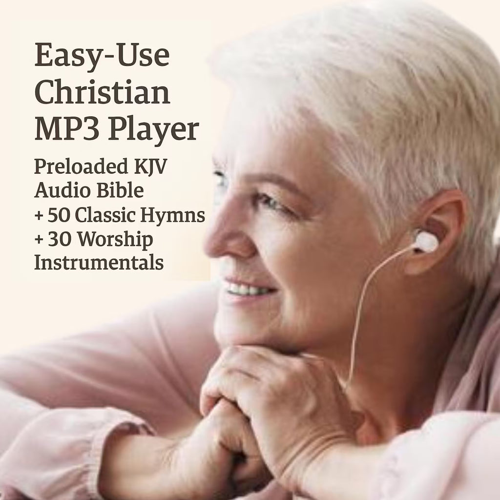 Christian MP3 Player for Seniors – Preloaded KJV Audio Bible & Hymns – Simple, No WiFi, Easy to Use